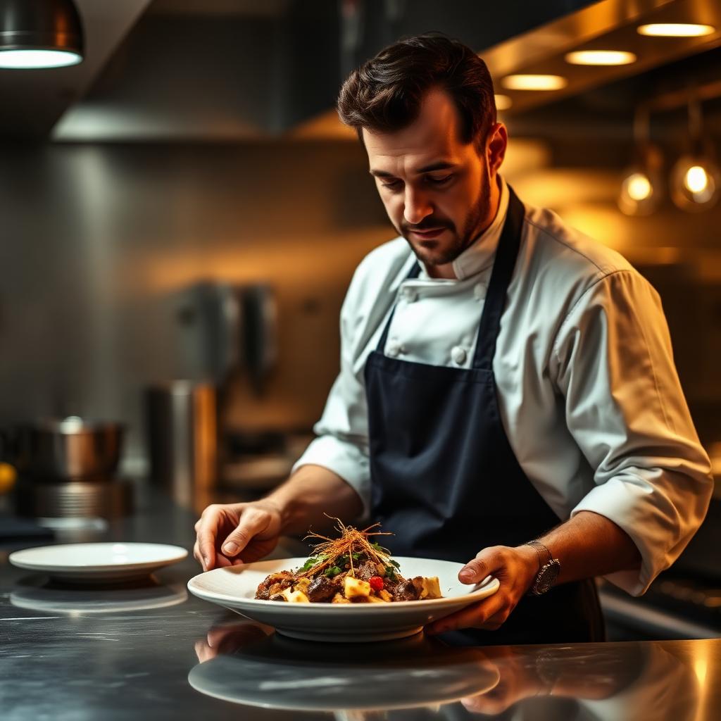 Chef plating a dish