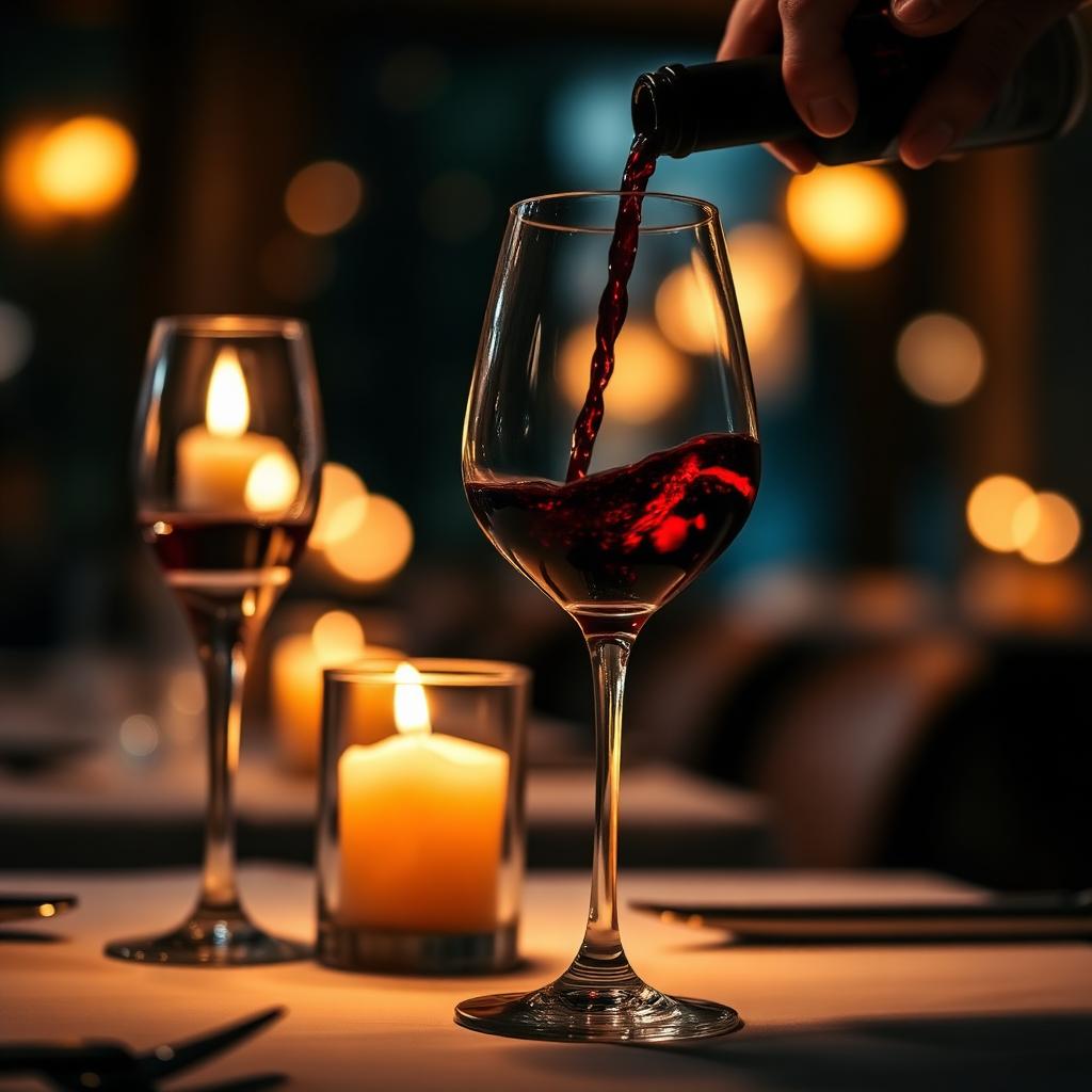 Pouring red wine